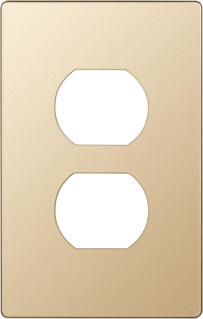 ENERLITES Elite Series Duplex Outlet Receptacle Cover, Screwless Wall Plate, Standard Size, 1-Gang 4.68" x 2.93", Unbreakable Polycarbonate Thermoplastic, UL Listed, SI8821-GD, Gold