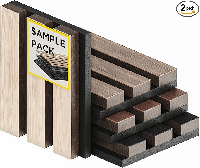 Samples-Pack Acoustic Slat Wall Panels - Soundproof Wood Paneling for Interior Decor