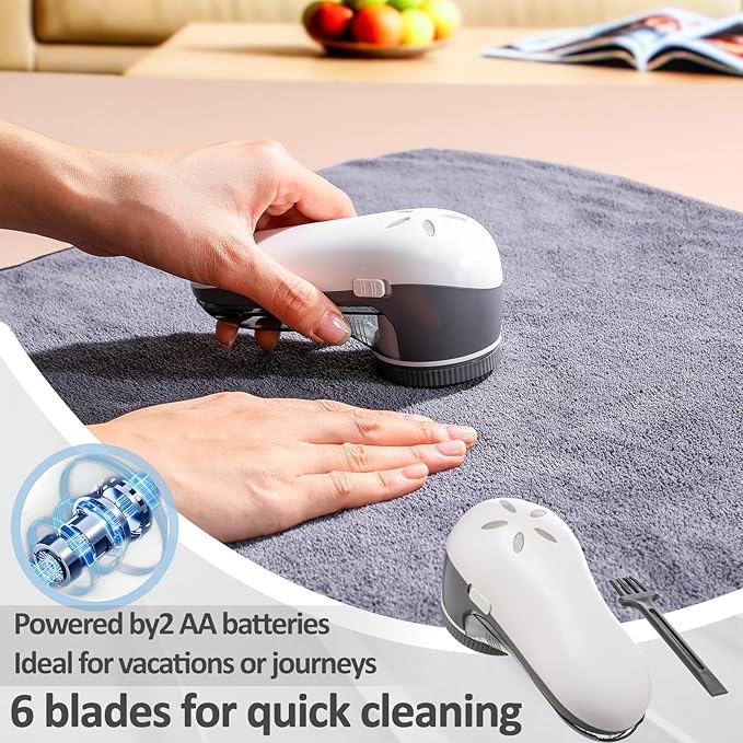 Ferrochef 10 Pack Fabric Shaver and Lint Remover,Sweater Defuzzer with 20 Replaceable Blades,Fuzz Remover Furniture Sweater Shavers to Remove Pilling, Battery Operated, Gray