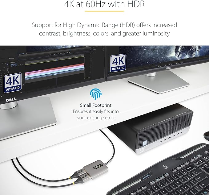 StarTech.com 2-Port DisplayPort 1.4 Splitter, DP to 2x DP Multi-Monitor Adapter, Dual 5K 60Hz MST Hub, Windows Only (no support for macOS/ChromeOS/Linux)