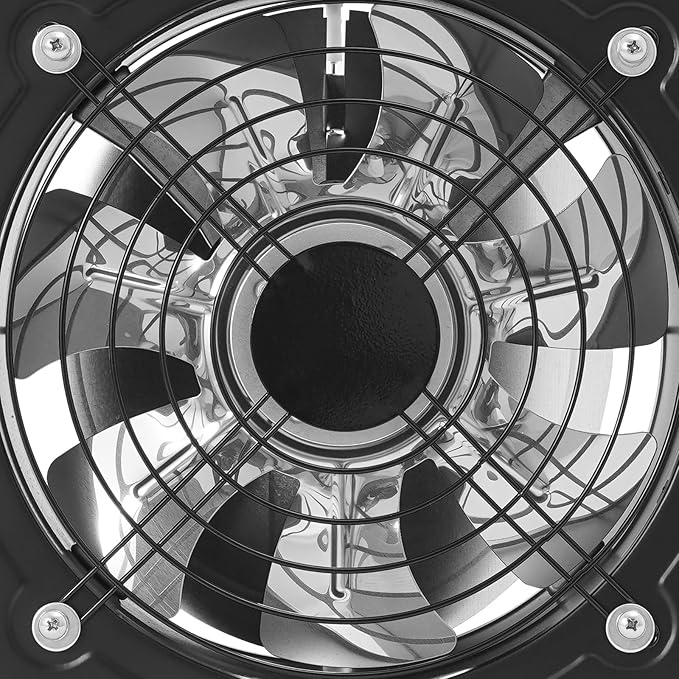 XUFOPLY 9.84 Inch Exhaust Fan, 110V 100W Wall Mounted Vent Fans 2600RPM Kitchen Bathroom Windows Fan Metal Extractor Fan for Attic, Garage, Window Ventilation (Black, 9.84 Inch)