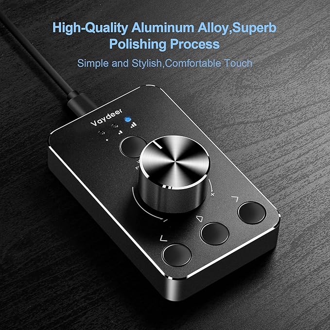 Vaydeer Volume Control Knob with One-Click Mute Function and 3 Volume Control Modes, USB Volume Knob Multimedia Controller for Win 7/8/10/Mac, Gift for Festivals Loved Ones