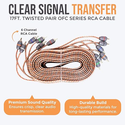 Elite Audio Premium Series Amp Kit Copper Clad Aluminum Wire, Triple-Shielded RCA Cables, High-Power Capacity, ANL Fuse Holder, Car Amplifier Install Kit (0 Gauge (5-Channel))