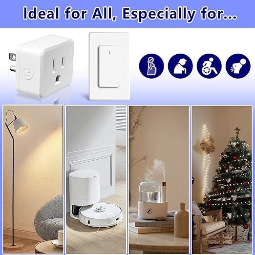 Remote Control Outlet,Greencycle 1 Remote Outlet and 2 Switches,Wireless Remote Control Outlet Plug,On/Off Light Switch Wall Mounted,500ft Range,15A 1500W for Household Appliances,No Wiring,White