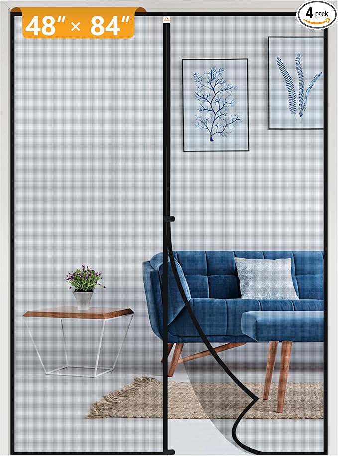 Yotache Reinforced Magnetic Screen Door Fit 48"x84" Doors, Screen Size 50" x 85" with Strong Magnet for Sliding Glass and French Doors