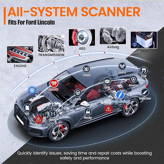ANCEL FD500 OBD2 Scanner fits for Ford Lincoln Mercury - All Systems Code Reader with Engine, ABS, SRS, Transmission, 4WD Diagnostics - Scan Tool with EPB, Throttle, Oil Reset, Battery Registration