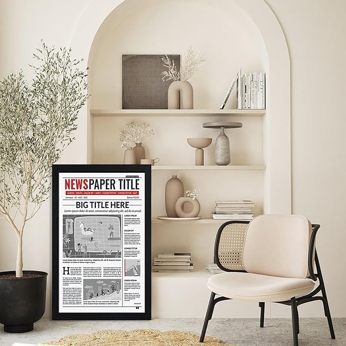 TKYGU 11x22 Picture Frame 3 Pack- Newspaper Frame for Assorted Media and News Articles-11x22 Wooden Frame with Plexiglass,Decorate Home and Office with Large Paintings -Fits Most Standard Newspapers