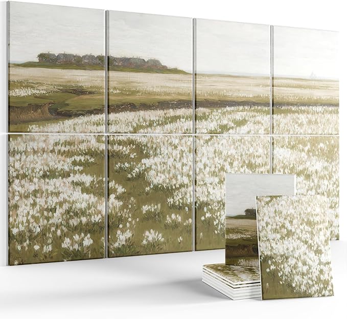 Wall Art Acoustic Panels,47''X31''Sound Absorbing Panels-8-Pack with 50 Adhesive Tabs, Panels for Living Room and Recording Studio, Offices-A Vast Summer Landscape