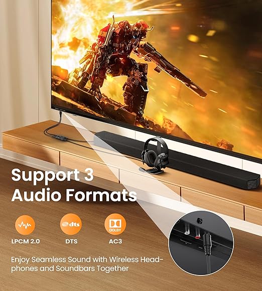 avedio links Optical Audio Cable Splitter 1 in 2 Out, Toslink Digital Fiber Audio Splitter 1 Male Input 2 Female Output Support LPCM2.0 Doldy DTS Digital & DTS 5.1CH for Xbox,PS4,TV Box,Sound Bar,etc