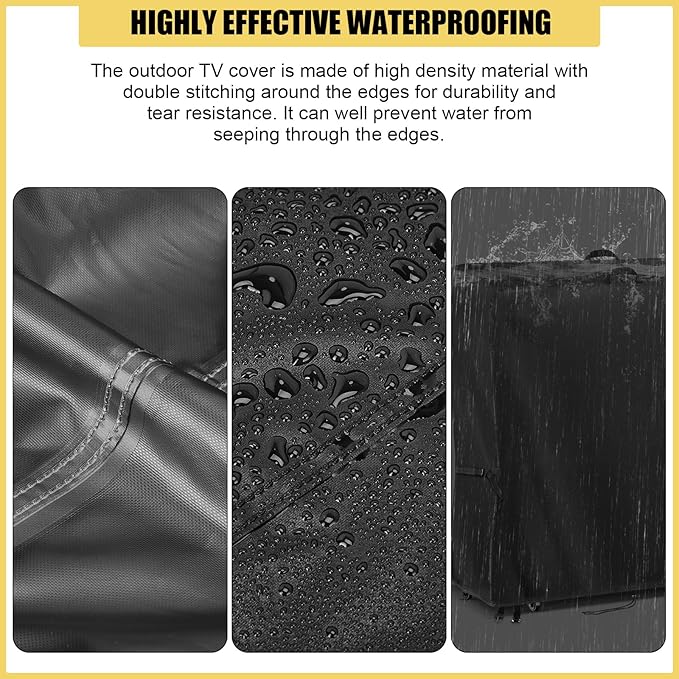 Hdenmist Outdoor TV Cover 32 Inch Weatherproof, Waterproof Outdoor TV Stand Covers for Rolling Mobile TV Stand Cart, Heavy Duty TV Screen Protector Covers for Outside- 32”L x 14”W x 55”H(Cover Only)