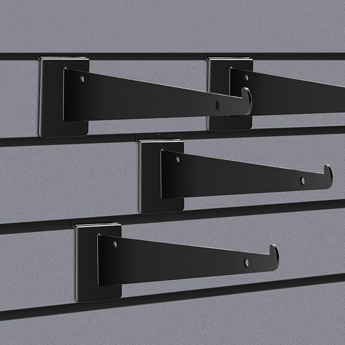 APOCHON 12 Pack Slatwall Shelf Bracket 12 inch, Heavy Duty Slatwall Knife Shelf Bracket for Slat Wall, Metal Slatwall Accessories with Lip for Slatwall Panels Shelving Display Home Commercial