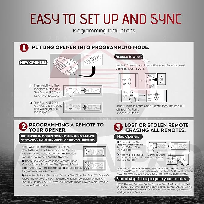 2X Genie Overhead Door Garage Door Opener Remote G1T-BX O1T-BX Intellicode (10-Year-Warranty)