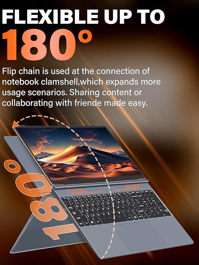 Rumtuk 16" Gaming Laptop Computer - Alder Lake N95 Processor (3.4GHz), FHD 1920 * 1200 IPS, 16G RAM, Fingerprint, Backlit Keyboard, 180° Hinge, Lightweight for Business & Student (512GB)