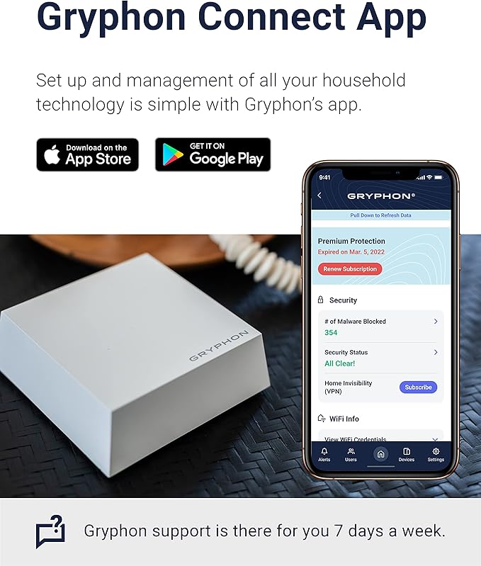Gryphon Guardian Mesh WiFi Router and Parental Control System with Content Filters and Advanced Cyber Security