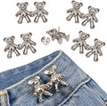 TOOVREN Cute Bear Button Pins for Loose Jeans - No Sew, No Tools Instant Pant Waist Tightener, 4 Sets Jeans Button Replacement Pant Clips for Waist Buckle