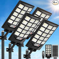 Solar Street Lights Outdoor Waterproof, 30000LM 6500K LED Motion Sensor Lights, Solar Flood Lights with Remote, Dusk to Dawn Solar-Powered Parking Lot Light, Commercial Area Lighting for Yard, 4-Pack