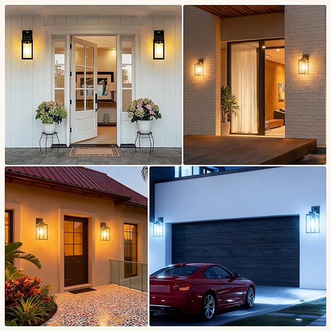 LTBLIGHT 2-Pack Dusk to Dawn Porch Light, Farmhouse Brown Outdoor Lights Wall Mount, Waterproof Anti-Rust Wall Sconces for House, Yard, Entryway, Garage, 100-120Vac