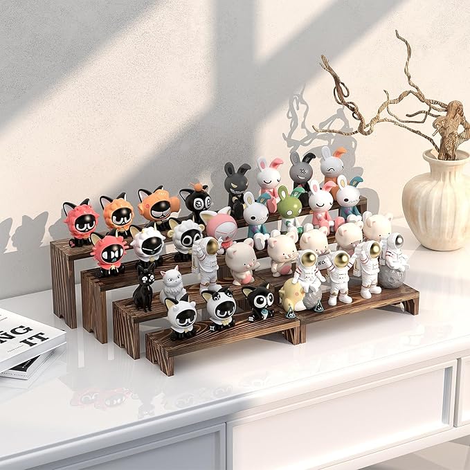 2 Set Large Wooden Tiered Risers Display Stands for Vendor Events,Stackable Wooden Cupcake Display Stand,Farmhouse Decor Wood Dessert Table Display Set,Vendor Booth Display Items,Food Display Risers for Party（12-11.2-10.4-9.6IN）
