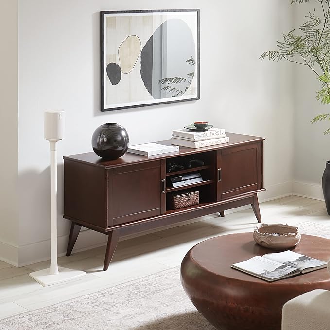 Sanus Speaker Stand for Sonos Era 100™ - Fixed Speaker Stand w/Easy 3 Step Install -Includes All Hardware, Carpet Spikes & Rubber Feet - White