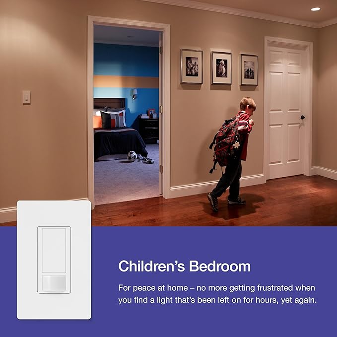 Lutron Maestro Motion Sensor Light Switch Indoor for Bathroom, Garage, Laundry Room, Closet, Occupancy Sensor Light Switch, Single-Pole, No Neutral, MS-OPS5M-BL