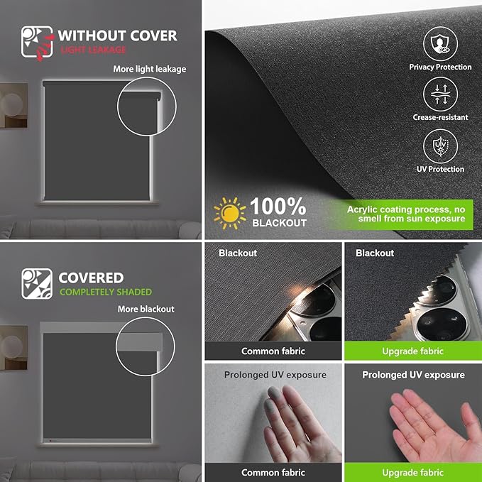 ZSTARR Motorized Smart Blind for Window,Automatic Blackout Roller Shade Compatible, with Remote Control, Child Safety Rechargeable Battery Blind with Valance,Customize (Tuxedo Colour)