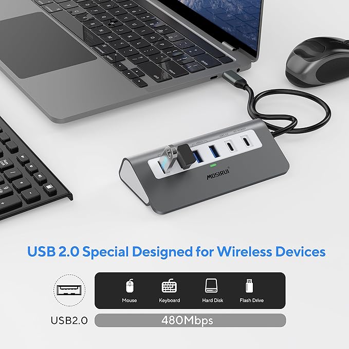 USB C Hub Multiport Adapter,Mosirui 9-in-1 USB-C Docking Station with 4K HDMI,5Gbps Type C 3.0,USB-A3.0/2.0,100W PD, SD/TF for MacBook/Pro iPad/Dell/HP/Desktop/Laptops(1.64 FT)