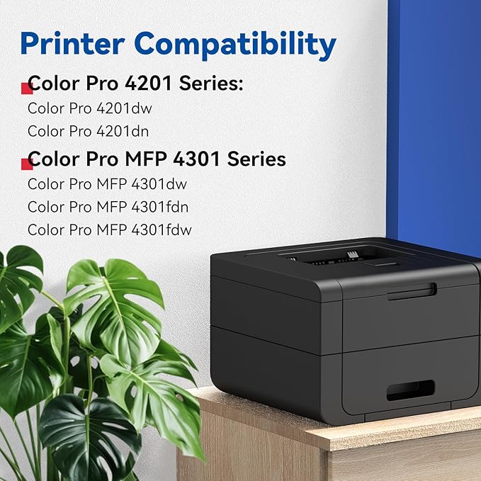 210X High-Yield Toner Cartridge 4 Pack Compatible Replacement for HP 210X W2100X Works with HP Color Pro MFP 4301 4201 Series MFP 4301dw 4301fdn 4301fdw 4201dw Printer Black Cyan Magenta Yellow