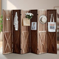 ALeesing 6 Panel Pegboard Room Divider, 5.6Ft Pegboard Display Folding Privacy Screens, Wood Room Divider Peg Board Display Freestanding for Trade Show Craft Show Home Wall Organizer, Brown