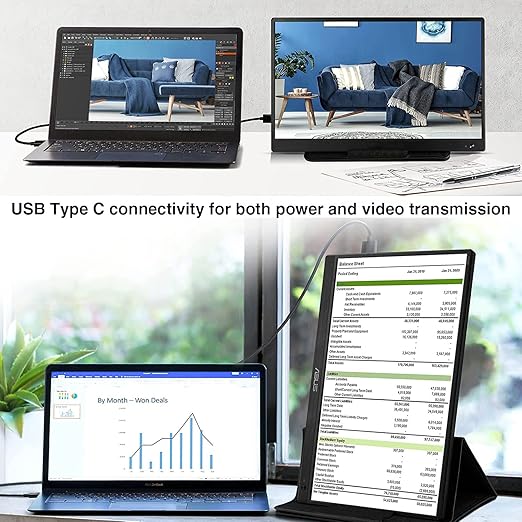 10FT USB-C 3.2 Gen 2×2 Display Monitor Video Link Data Transfer Cable for Lepow Z1 15.6 In, InnoView, ASUS ZenScreen, KYY, Cocopar, Arzopa, AOC, Type-C High Speed Portable Monitor Charger Power Cord