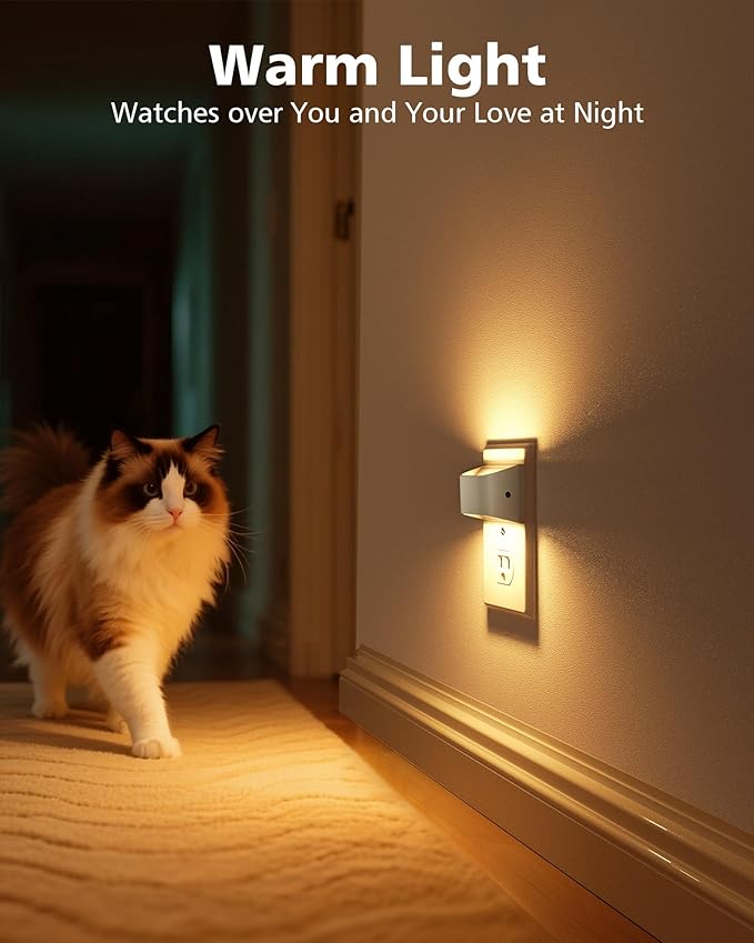 VOLISUN Night Lights Plug into Wall, 2 Pack Up and Down LED Night Light with Dusk to Dawn Light Sensor, 3000K Warm White Nightlight for Hallway, Bedroom, Bathroom, Kitchen White