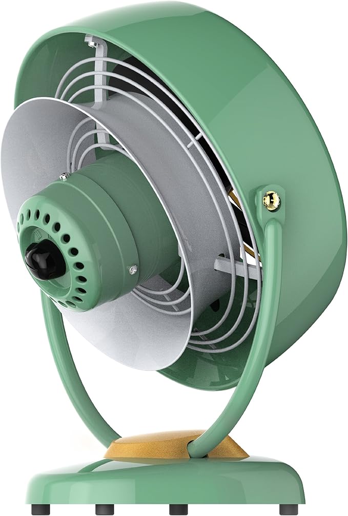 Vornado VFAN Vintage Air Circulator Fan, 3 Speeds, Metal Construction, Adjustable Airflow, Green