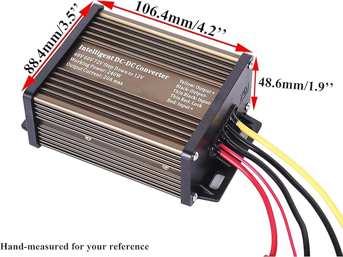 Pro Chaser DC-DC 72V 60V 48V Volt Voltage to 12V Step Down Voltage Reducer Regulator 180W 15A for Scooters & Bicycles Golf cart (20A 240W)