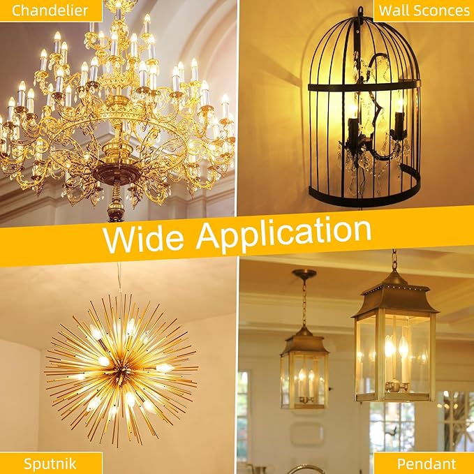 GvvooHome E12 Candelabra Bulb 40 watt Equivalent, E12 LED Bulb Dimmable Chandelier Light Bulbs, B10 Candle Light Bulbs 2700K Soft White, 90+CRI, 400LM, Clear Glass, 12 Pack