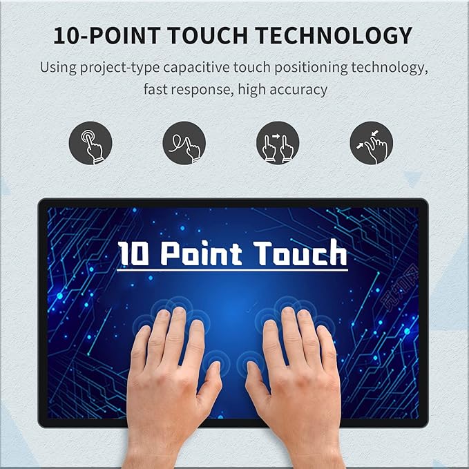 TouchWo 21.5 inch Android 11 Touchscreen Industrial PC, 16:9 FHD 1080P, WiFi and Built-in Speakers, RK3568 2GB RAM & 32GB ROM, Smart Board for Classroom, Meeting & Game