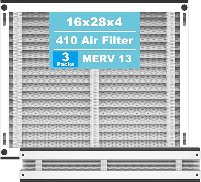 (3-Pack) 410 Replacement Filter Compatible with April-Aire Whole House Air Purifier 1410, 1610, 2410, 2416, 3410, 4400, MERV 10, 16 x 28 x 4 Air Filter Replacement