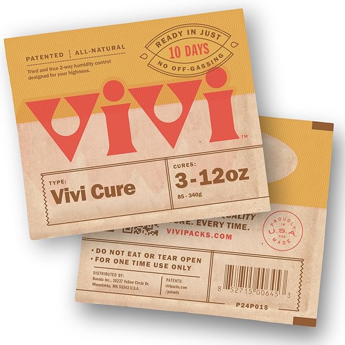 Vivi by Boveda Humidity Control Packs for All Airtight Storage Containers, Ready in 10 Days, 4-Pack with Resealable Bag