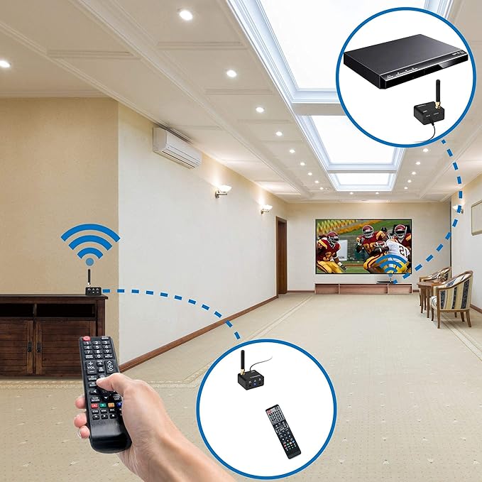 SIIG Pro Wireless IR Remote Control Extender Kit, Infrared Repeater Signal Booster, IR 20 to 60 KHz - USB Powered Transmitter and Receiver with Pairing Button - 656FT (200m) CE-RC0111-S1
