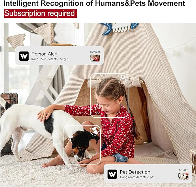 GBIUT Indoor Security Camera, 5G & 2.4GHz Dog/Puppy/Pet WiFi Security Camera with Phone App, 360° Pan/Tilt Home Cameras Indoor, Smart AI Auto Tracking & Night Vision, US Cloud Storage (2Pack)