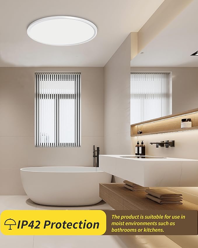 4Pack 12 Inch Remote Control Dimmable LED Flush Mount Ceiling Light Panel,24W 2520LM,2700K-6000K Adjustable Color,Ultra Thin Round White Ceiling Light Fixture for Hallway Kitchen Bedroom Home Office