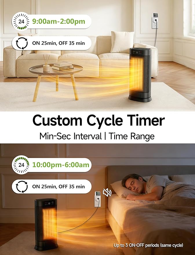 Techbee Indoor Digital Infinite Repeat Cycle Intermittent Outlet Timer Plug 24 Hour Programmable Timed Electrical Power Switch with Countdown Delay on Off Function for Lights and Appliances (2 Pack)