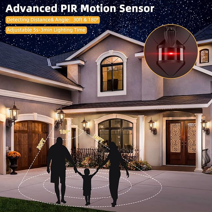 Lamomo Motion Sensor Outdoor Lights, Upgrade Dusk to Dawn Bronze Outdoor Light Fixture Wall Mounted, 100% Anti-Rust Aluminum Waterproof Porch Lights for Patio Front Door Garage