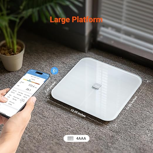 iHealth Nexus Smart Scale for Body Weight Bluetooth, Digital Bathroom Scale Body Fat and Muscle, Body Composition Monitor Health Analyzer for BMI Compatible for iOS & Android Accurate to 0.1lb-White