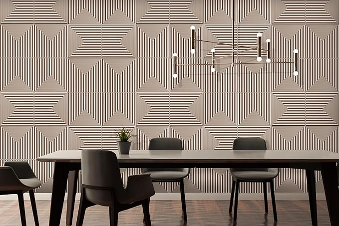 From Plain To Beautiful In Hours 9004 Depth Tier PVC 12 in x 12 in Peel and Stick Wall Panels (Covers / 10 sq.ft), Rodeo Dust, 10 Piece