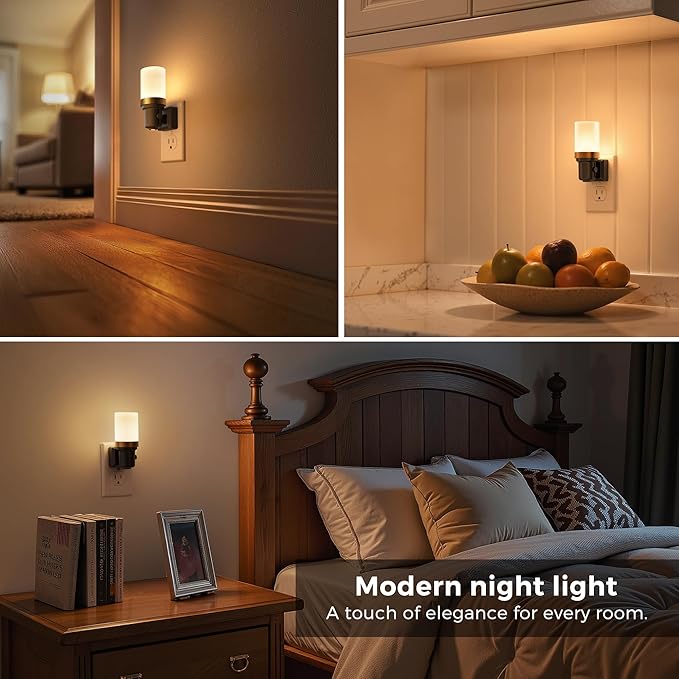 L LOHAS LED Night Light, 2 Pack Night Lights Plug into Wall, Dimmable Nightlight with Auto Light Sensor, 3000K Warm White 0-100LM, Plug in Night Light for Hallway Bedroom Bathroom