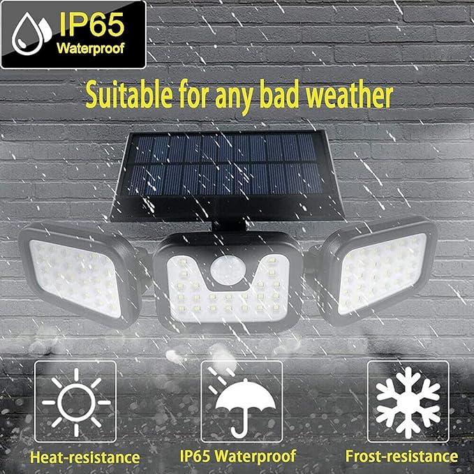 AVJONE Solar Lights Outdoor, 3000LM Super Bright Motion Sensor Outdoor Lights, IP65 Waterproof 6500K Solar Powered Security Flood Light for Garage Yard Patio