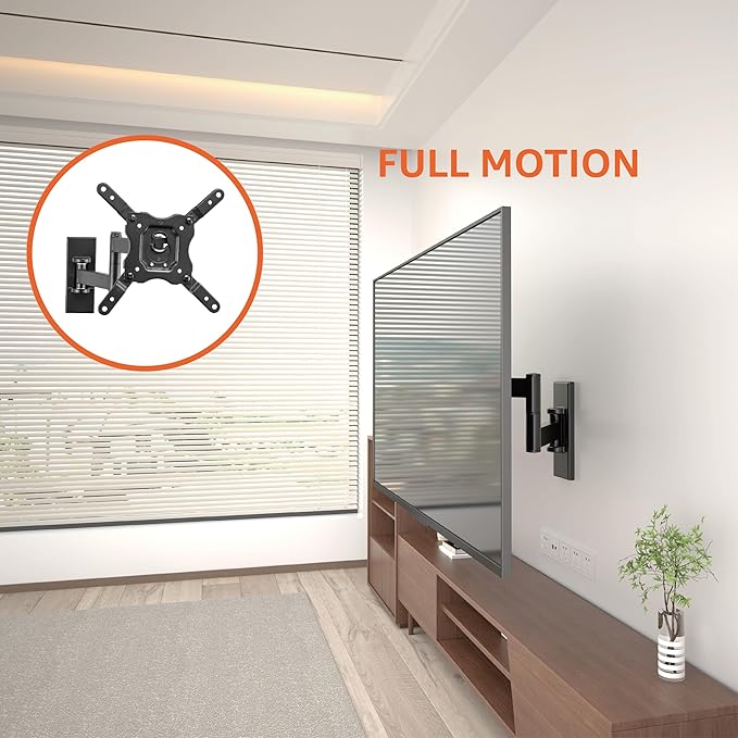 Amazon Basics Full Motion TV Wall Mount fits 12" to 40" TVs and VESA 200x200, Black