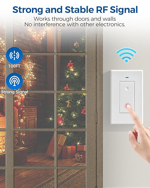Remote Control Outlet, WILAWELS Wireless Light Switch, Removable Remote Light Switches, On Off Remote Outlet Switch for Lamps, Lights, Fan, Appliance, Expandable, 100ft RF Range, FCC Listed W05RC1106