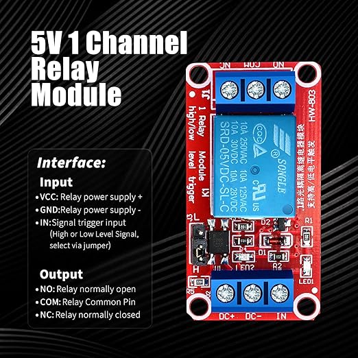 Kigeli 24 Pcs 5v Relay Module One Channel Switch with Optocoupler and Opto Isolation, Compatible with High and Low Level Triggers, 19.69 x 10.24 x 7.09 Inches