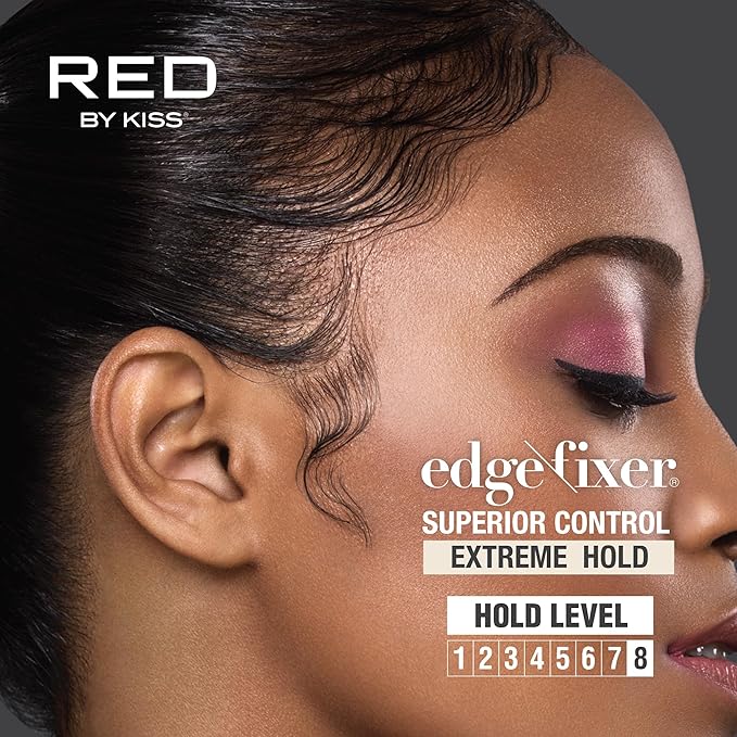 Red by Kiss Edge Fixer Extreme Hold, Strong Edge Control with 24-Hour Hold, Infused with Biotin for Nourishment & Hydration, No Flaking or Oily Residue (0.5 Fl.oz.)