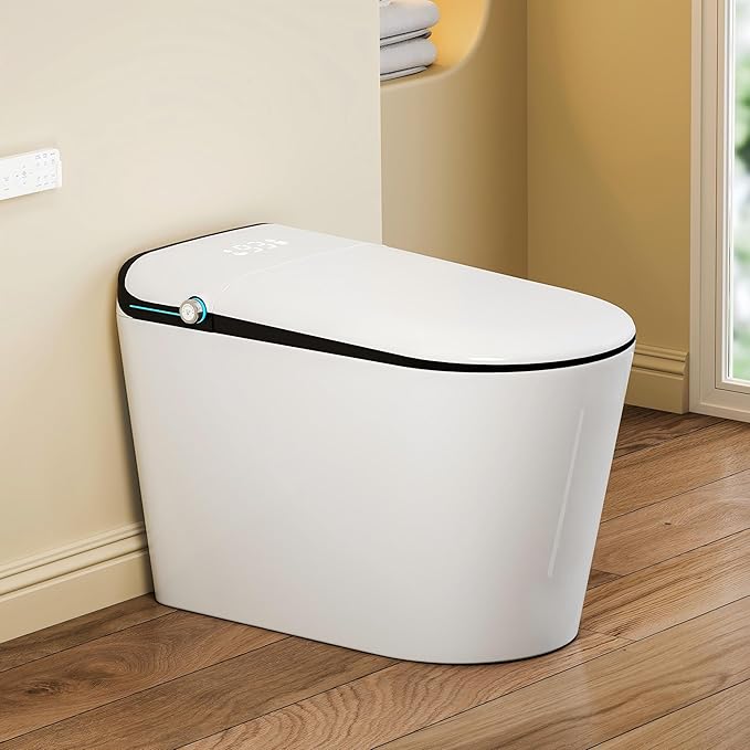 Eridanus Smart Toilet with Bidet Built in, One Piece Bidet Toilet for Bathrooms, Auto Open/Close with Digital Display, Foot Sensor Flush, Warm Water Wash & Dryer, Elongated Heated Seat, White & Black